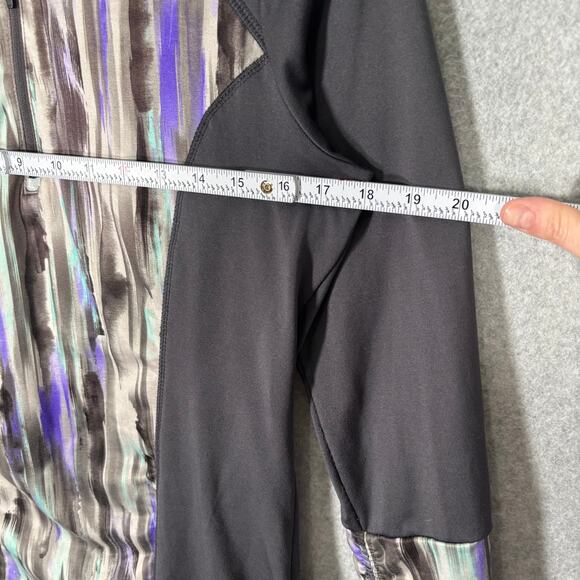 Marika Tek Top Medium Purple 1/4 Zip Base Layer Fleece Abstract Thumb Hole Artsy - Picture 7 of 11